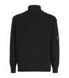 C.p. Company Light Fleece Half Zipped Sweatshirt Total Eclipse Blue In Black