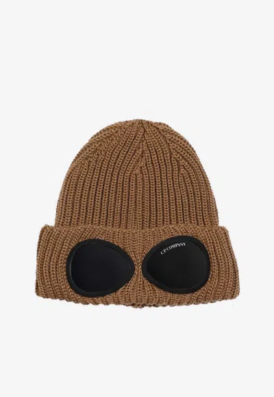 C.p. Company Wool Goggle Beanie In Brown