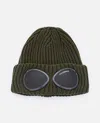 C.p. Company Extra Fine Wool Goggle Beanie In Green