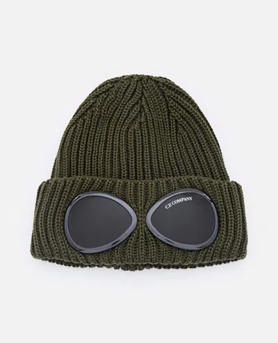 C.p. Company Extra Fine Wool Goggle Beanie In Green