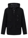 C.p. Company Hooded Wool Jacket With Integrated Goggles In Black