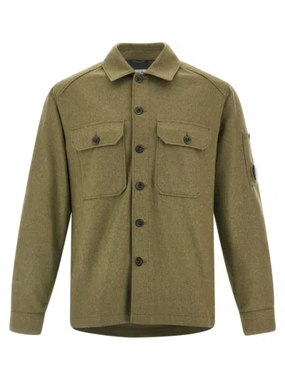 C.p. Company Wool Overshirt Shirt And Blouse Multicolor In Green
