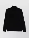C.p. Company Wool Turtleneck Sweater Logo Detail In Gray