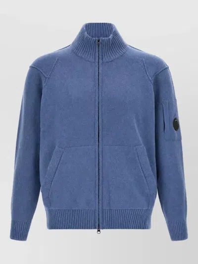 C.p. Company Wool Zip-up Cardigan In Blue