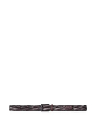 C.p. Company Woven Leather Belt In Brown