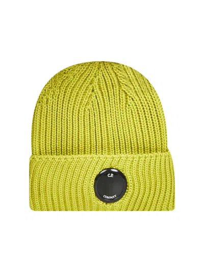 C.p. Company Yellow Extrafine Merino Wool Lens Beanie