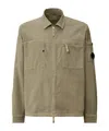 C.p. Company Corduroy Overshirt With Front Zipper And Logo Patch In Nude