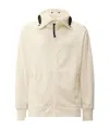 C.p. Company Diagonal Raised Fleece Goggle Hooded Sweatshirt In Neutral