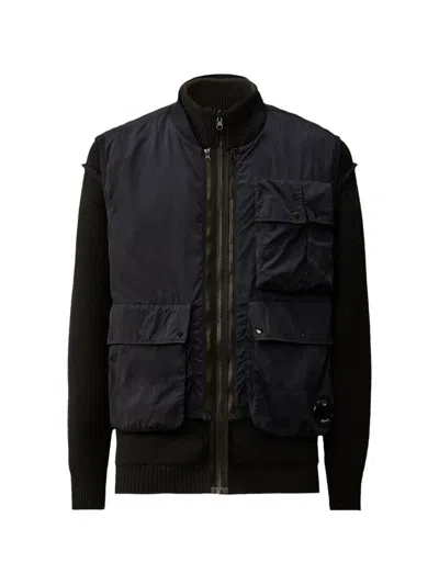 C.p. Company Pocket Detailed Zipped Jacket In Blue