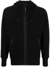 C.p. Company Sweatshirts Hooded Open In Diagonal Raised Fleece Clothing In Black