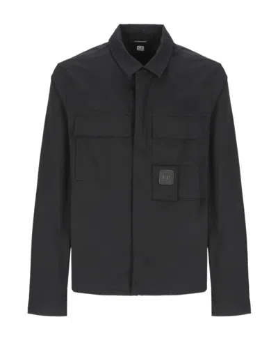 C.p. Company Zip-up Cotton Shirt In Black