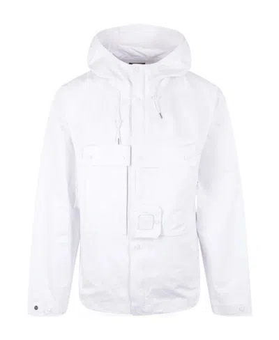 C.p. Company Zip-up Hooded Jacket In White