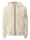C.p. Company Diagonal Raised Fleece Hooded Sweatshirt In Neutral