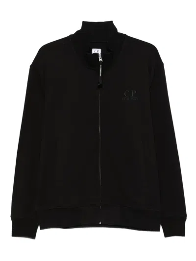 C.p. Company Zip-up Logo Sweatshirt In Black
