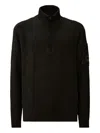C.p. Company Re-wool Half Zip Lens Sweater In Black