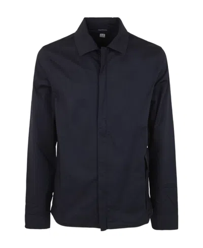 C.p. Company Zipped Cotton Shirt Jacket In Black