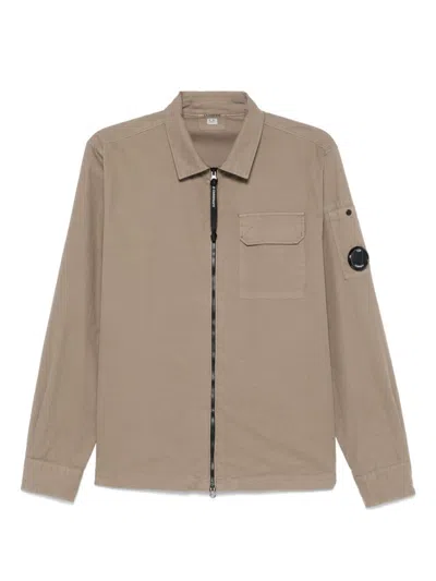 C.p. Company Zipped Gabardine Overshirt In Brown