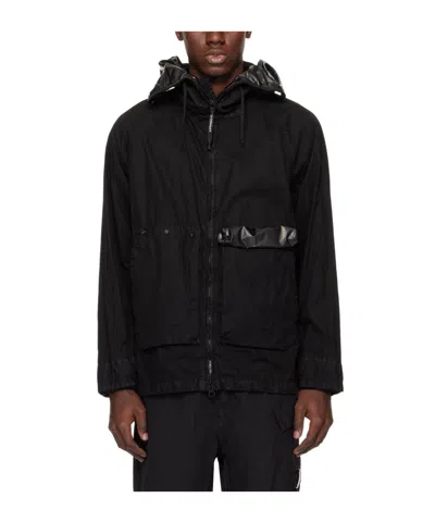 C.p. Company Zipped Goggle-detail Hoodie Jacket In Black