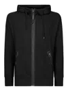C.p. Company Back Logo Cotton Zip-up Hoodie In Black