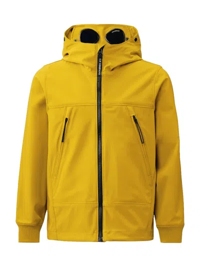 C.p. Company Kids' Zippered Goggle Hooded Jacket In Yellow & Orange