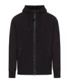 C.p. Company Minimalist Black Hooded Sweatshirt With Unique Opening Detail In Black