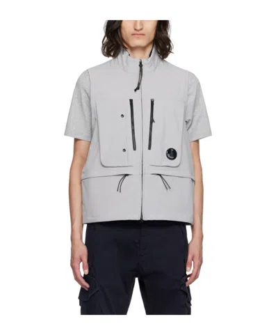 C.p. Company Gray Utility Vest In Drizzle 913