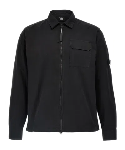 C.p. Company Lens-detail Shirt Jacket In Black