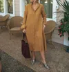Cp Shades Button Down Shirt Dress In Ginger In Multi