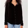 Cp Shades Romy Button Up Velvet Shirt In Black In Black