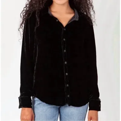 Cp Shades Romy Button Up Velvet Shirt In Black