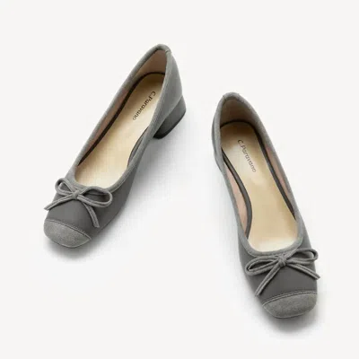 C.paravano Women Nina Ballet Block Heel In Grey