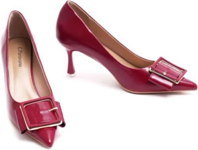 Pre-owned C.paravano Womens Designer Pumps I Comfortable Stiletto Heel I Kitten... In Red _e1