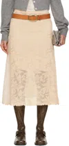 Cplus Beige Jacquard Sheered Knitted Midi Skirt In Light Khaki