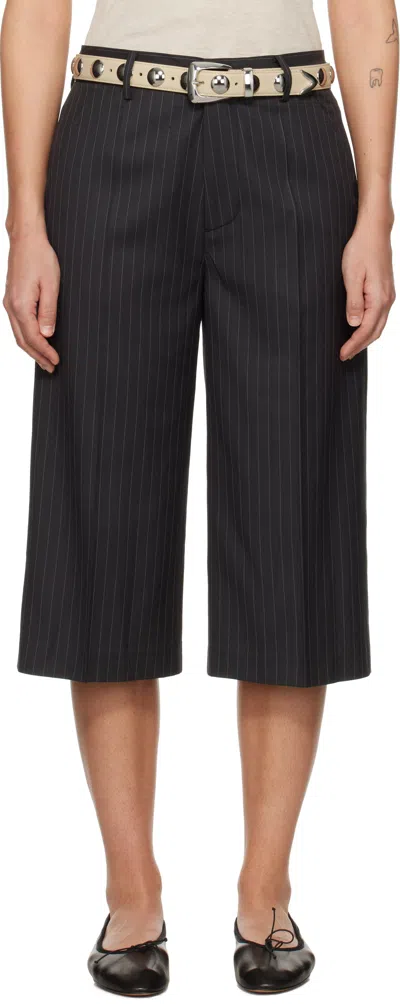 Cplus Black Stripe Suiting Shorts