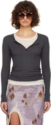 Cplus Gray & Off-white Layered Top In Darkgray