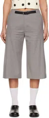 Cplus Gray Decorative Band Suiting Shorts In Grey