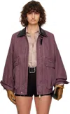 Cplus Purple Contrast Collar Distressed Jacket In Purple