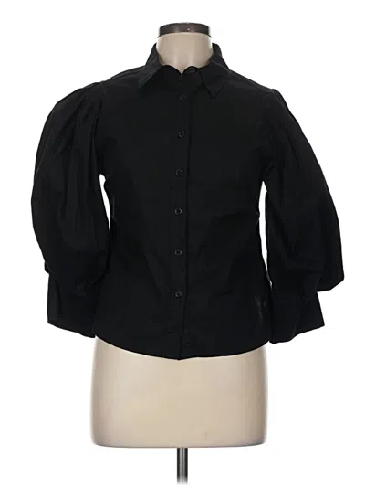 Pre-owned Cq By Cq 3/4 Sleeve Button Down Shirt In Black