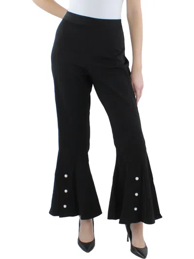Cq By Cq Womens Pearl Trim Back Zipper Flared Pants In Black