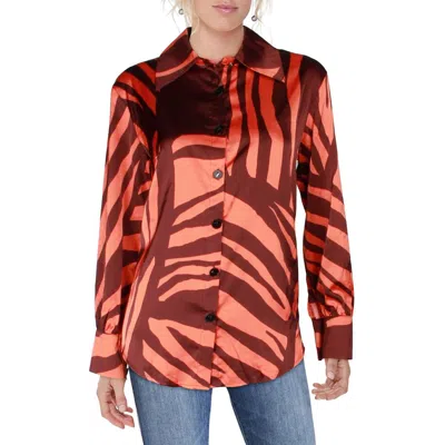 Cq By Cq Womens Striped Long Sleeve Blouse In Orange