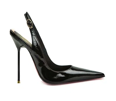 Pre-owned Cq Couture Custom Stiletto Pointy Slingback Pumps Schuhe Leather Black 34-45