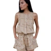 Cqc La Hand-printed Simané Romper In Neutral