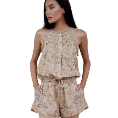 Cqc La Hand-printed Simané Romper In Neutral