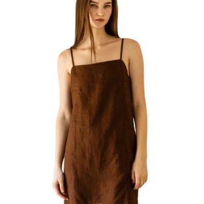 Cqc La Suki Linen Mini Dress In Brown