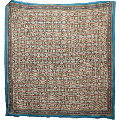 Cqc La Topanga Quilt Bedding Set With 2 Shams In Turquise, Black, Pink