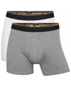Cr7 Men's Cotton Blend Comfort Waistband Trunks, Pack Of 2 In Gray,white,gold