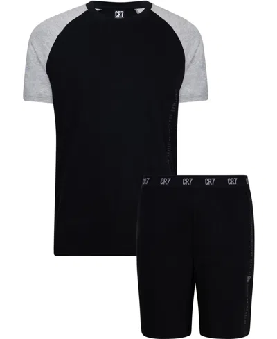 Cr7 Men's Cotton Loungewear Top And Short Set In Multi