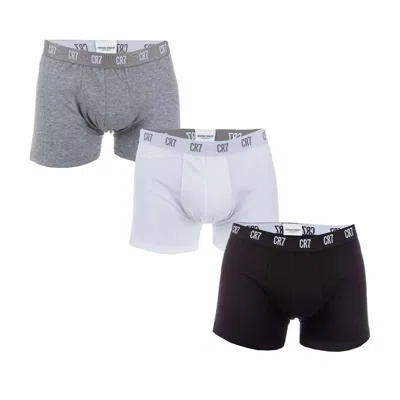 Cr7 Men's Trunk Cotton Stretch Boxers - 3 Pack In Black/white In Multi