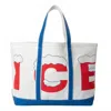 Crab & Cleek Women's Ice Canvas Tote In White/blue/red In White