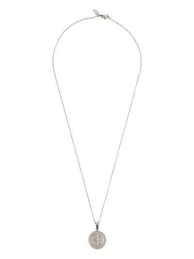 Craft Compass Pendant Necklace In Silver